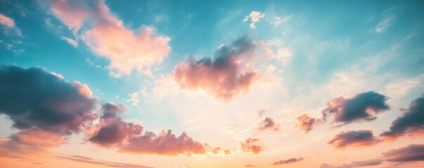 Canvas Print - Colorful sunset with scattered clouds in the