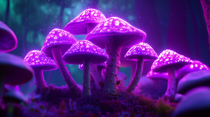 Sticker - Mushroom jungle with violet neon glow