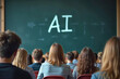 © Sweeann - University students sitting in a lecture hall attending a course on artificial intelligence, learning the technology in their studies. AI classes taught in colleges, educating for the future.