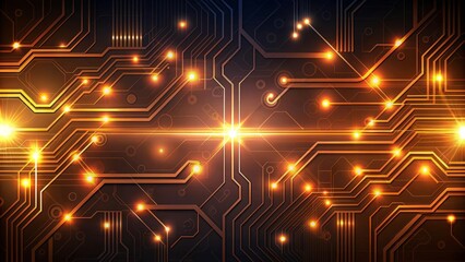 Modern banner with tech design and glowing lines