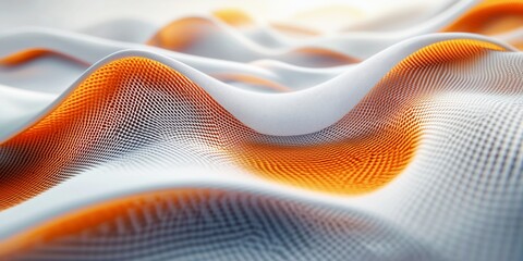 Wall Mural - Abstract image of wavy textures in orange and white tones, ideal for modern design projects and high-end backgrounds.