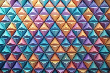 Wall Mural - Colorful abstract triangle pattern with layered textures in vibrant hues. Generative AI