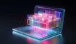 © ai tekno koncept - laptop screen with a drawer, with digital files and folders. advanced document management system.