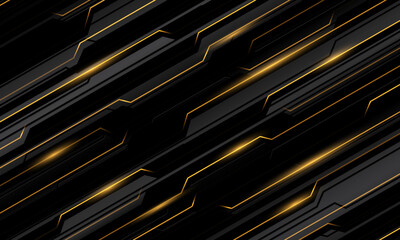 Wall Mural - abstract steel black cyber yellow light technology futuristic geometric design modern creative backg