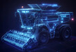© Mahmud - Digital smart blue combines harvester, AI integration in agricultural machinery, optimizing harvesting precision. leveraging data analytics, yield estimation, increased productivity design
