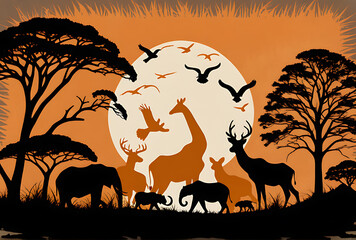 distressed silhouette wildlife conservation scene