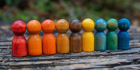 Wooden Peg Dolls Representing Diversity and Inclusion