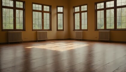 Poster - Spacious Empty Room with Large Windows and Fireplace 32