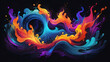 © SJarkCube - Fractal Waves of Light and red blue purple flaming in abstract background