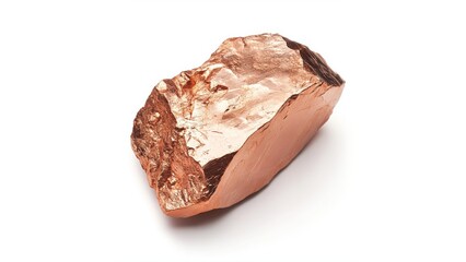 Wall Mural - a single piece of raw copper metal in rock isolated on a white background 