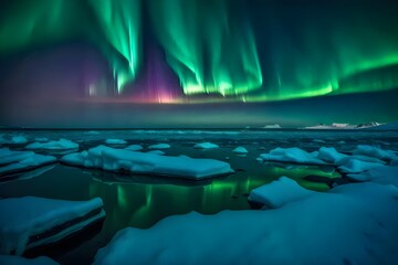 winter landscape and aura night