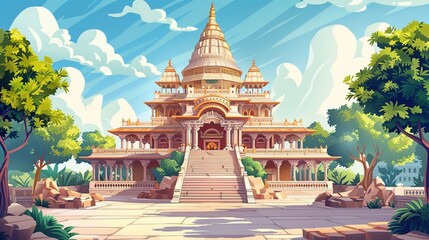 Ancient Temple in a Lush Setting