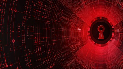 Red Digital Keyhole in Circuitry