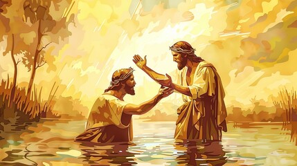 Canvas Print - Jesus Being Baptized by John the Baptist