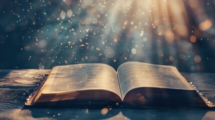 Wall Mural - Open Holy Book With A Magical Light