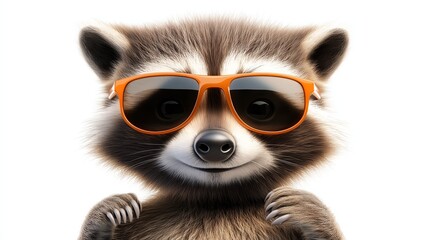 Wall Mural - A raccoon wearing sunglasses and smiling