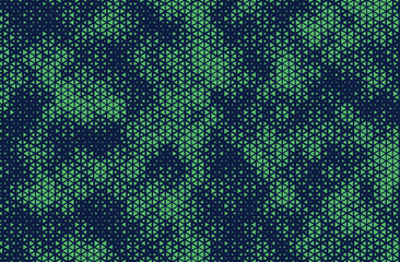 Fototapete - Triangular Halftone Texture Retrowave Vector Geometric Technology Abstract Background. Half Tone Triangles Retro Colored Pattern. Minimal 80s Style Dynamic Tech Structure Wallpaper