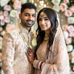 Wall Mural - newly married indian couple in traditional wear