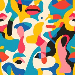 Wall Mural - Abstract seamless pattern with bright colors and organic shapes.