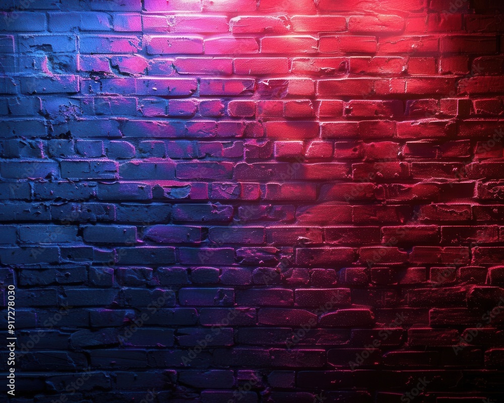 Photo inspiration: They Textured Brick Show Room Vibe Reference: Red And Blue Neon On Unplastered Bricks Vibrant Glow Wideangle