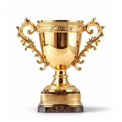 gold trophy award cup on isolated white background, Generative AI 