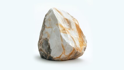 a single piece of raw marble stone isolated on a white background 