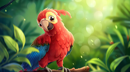 Wall Mural - parrot macaw cartoon style