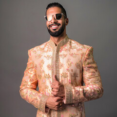 Young handsome indian man in traditional wear