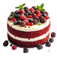 Wall Mural - Delicious velvet cake with fresh berries