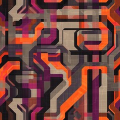 Wall Mural - abstract geometric pattern with orange, purple, and grey colors.