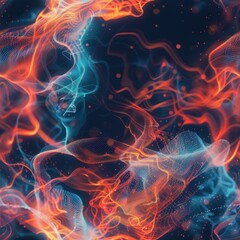 Canvas Print - Abstract Blue and Red Swirling Smoke.