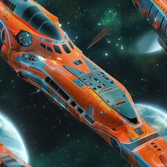 Sticker - Futuristic Spaceship Soaring Through the Cosmos.