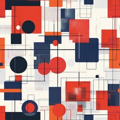 Wall Mural - abstract geometric pattern with red, blue, and black.