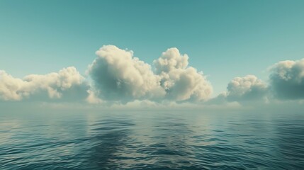 Wall Mural - clouds drifting over a serene ocean, gentle and empty background 32k, full ultra hd, high resolutio