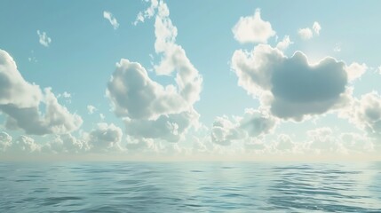 Wall Mural - clouds drifting over a serene ocean, gentle and empty background 32k, full ultra hd, high resolution