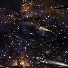 Wall Mural - futuristic spacecrafts soaring through the cosmos.