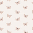 © Irena - Cute pattern in Scandinavian, boho, minimalism style in beige neutral pastel colors.Butterflies.Decor for the nursery, baby shower, textiles