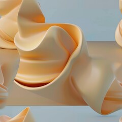 Wall Mural - abstract 3d render of yellow curved shapes.