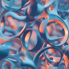 Wall Mural - abstract blue and orange curved shapes.