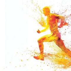 Wall Mural - woman and man  athlete running marathon with art format.illustration on white background.
