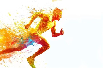 Wall Mural - woman and man running marathon with art format.illustration on white background.
