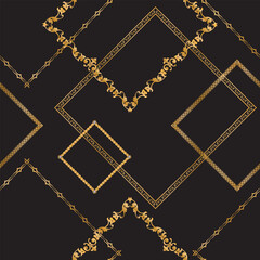 Wall Mural - Seamless pattern decorated with precious stones, gold chains and pearls.	