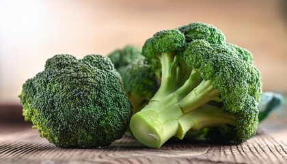 fresh green organic broccoli on the table