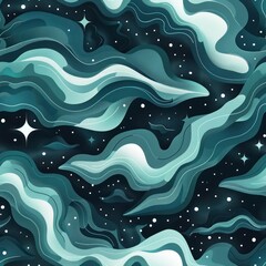 Wall Mural - abstract night sky with wavy clouds and stars.
