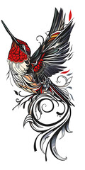 Wall Mural - Tribal Hummingbird Tattoo traditional tattoo illustration