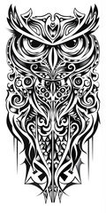 Wall Mural - Tribal Owl Tattoo traditional tattoo illustration