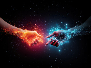 Wonderful Hand united together form lines, triangles and particle style design