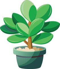 Wall Mural - A lush green plant in a pot, featuring broad leaves and a sturdy stem.