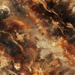 Wall Mural - abstract cosmic nebula with stars and planets.