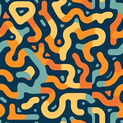 Canvas Print - Abstract Geometric Shapes in Orange, Yellow, and Blue.